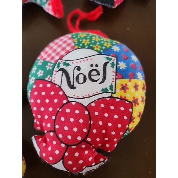 Vintage Calico Handmade Fabric Cloth Christmas Ornaments 1970 Set of 5 Nostalgia - Picture 2 of 10